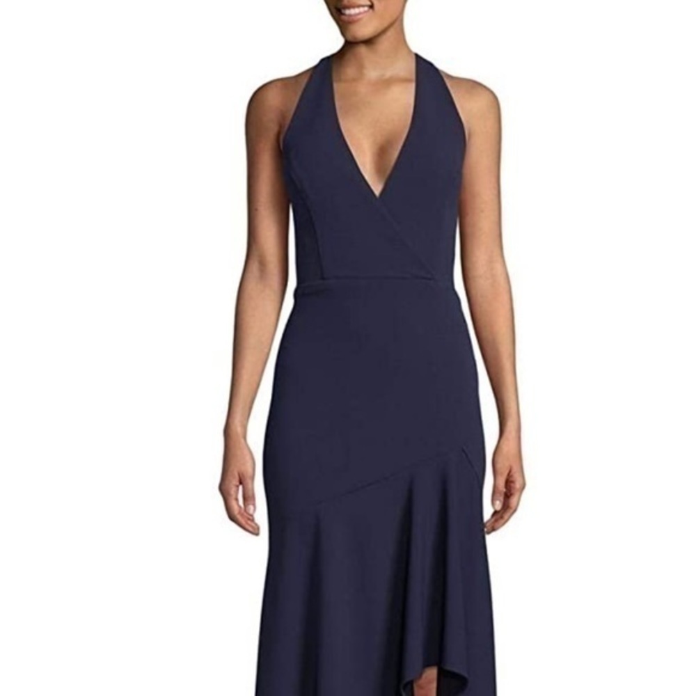 Betsy & Adam high low halter v neck dress … - Picture 2 of 6